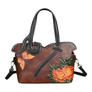 Leather Floral Handbag